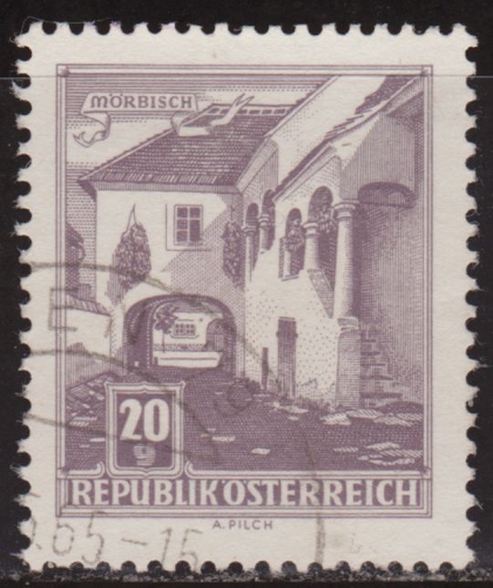 Austria 1957 Scott 618A Sello º Farmhouse at Mörbisch 20g Timbre Autriche Osterreich